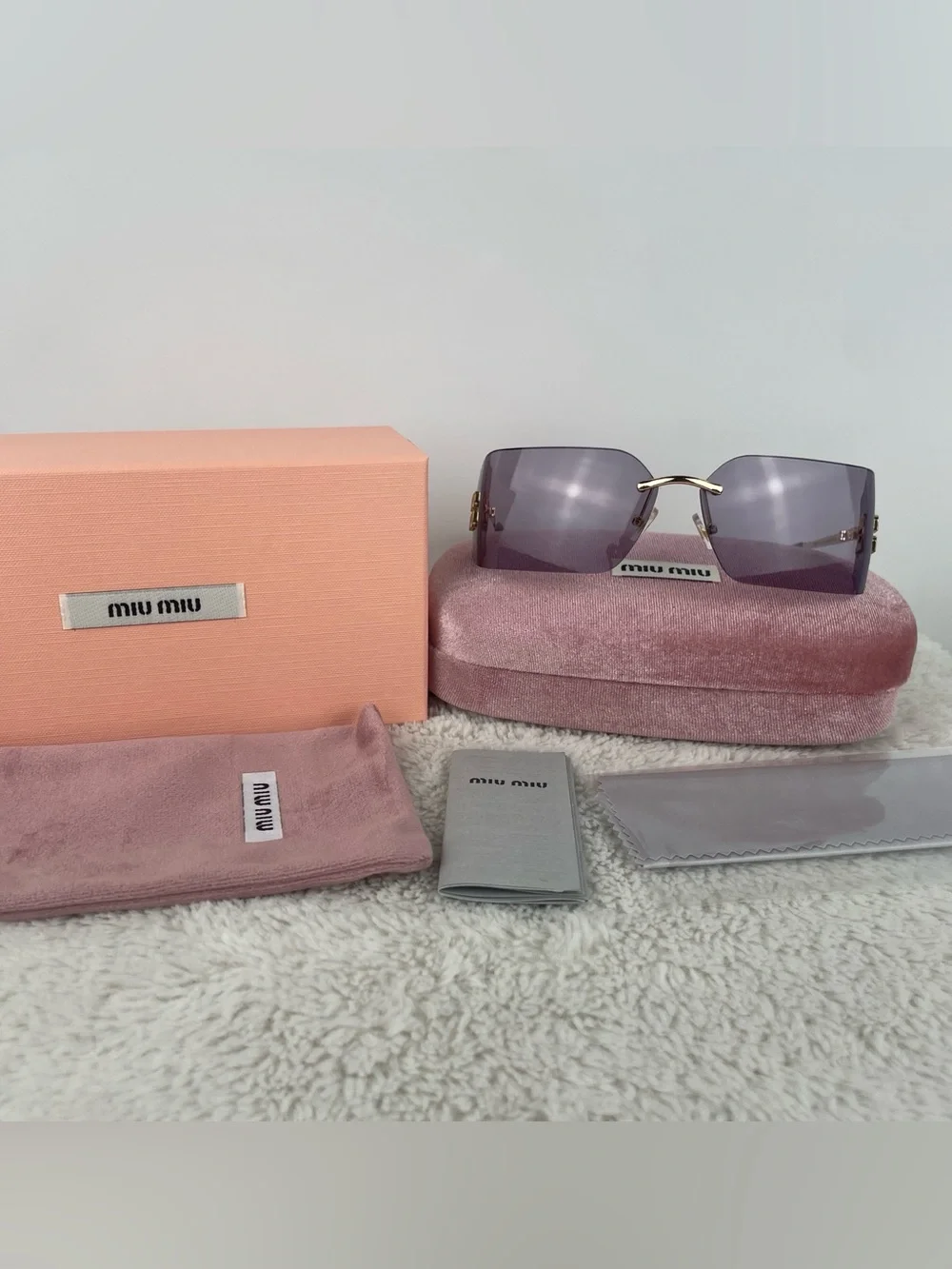 Miu Miu 54YS Visor Sunglasses Pink Lenses Gold Frames Women’s